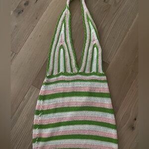 crochet halter neck mini summer dress